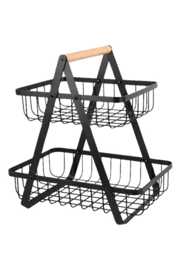 2 Tier Countertop Fruit Basket – Portable Kitchen Organizer and Storage Bowl