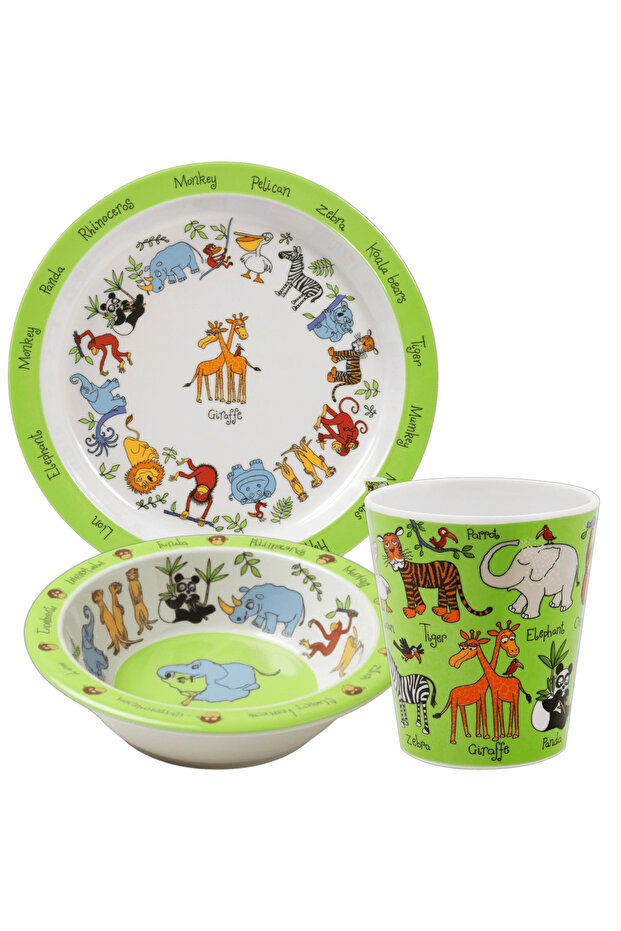 Melamine Food Plate, Bowl and Drinking Cup - Jungle