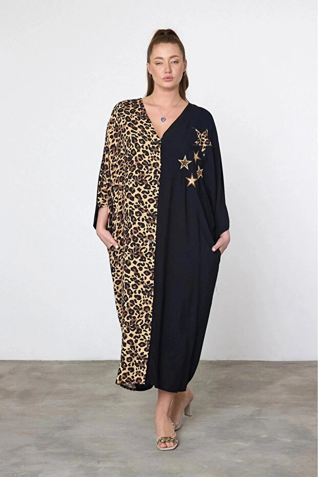 Rochie maxi brodata cu leopard - 2