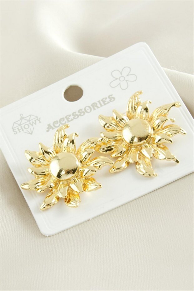 Gldisptm Flower Metal Earrings - (74152) Silver Color