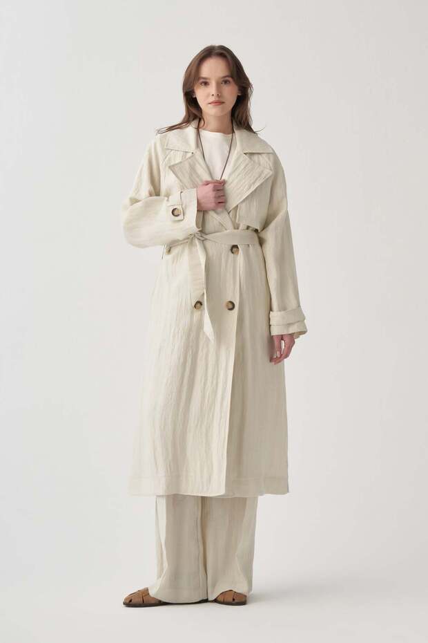 Stone-Windbreaker Detail Trench Coat