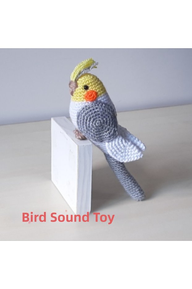 Amigurumi Toy Bird Gray White Cockatoo with Sound