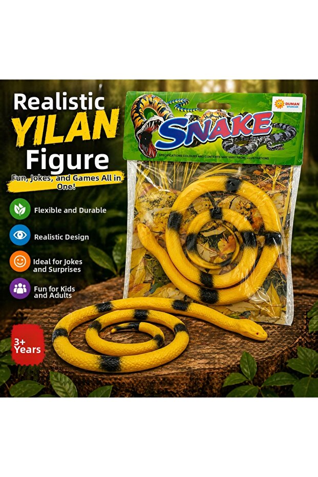 Toy Realistic Snake Figure Flexible Prank and Fun Toy Yellow