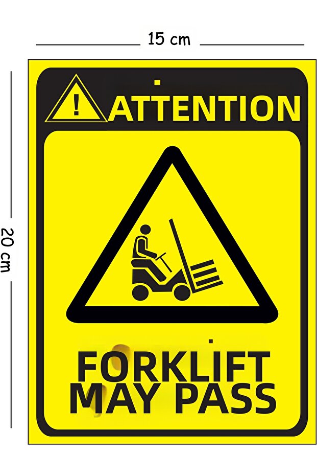 لافتة تحذير معدنية للسلامة المهنية مقاس 15×20 سم قابلة للإزالة من نوع Dikkat Forklift