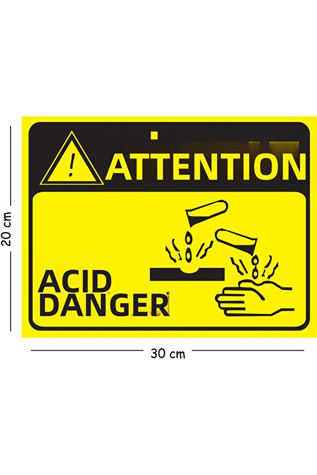 Metal Attention Acid Hazard 2 20X30 cm A4 Warning Work Safety Sign