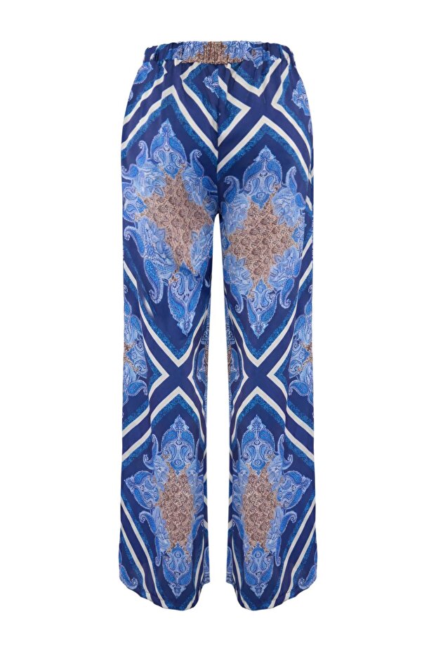 Şal Desen Dokuma Plaj Bluz-Pantolon Takım TBESS25AU00032 - 8
