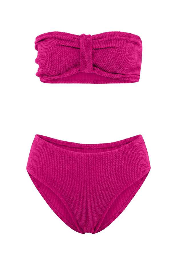 Fuşya Premium Straplez Dokulu Normal Bel Regular Bikini Takımı TBESS26BT00096 - 4