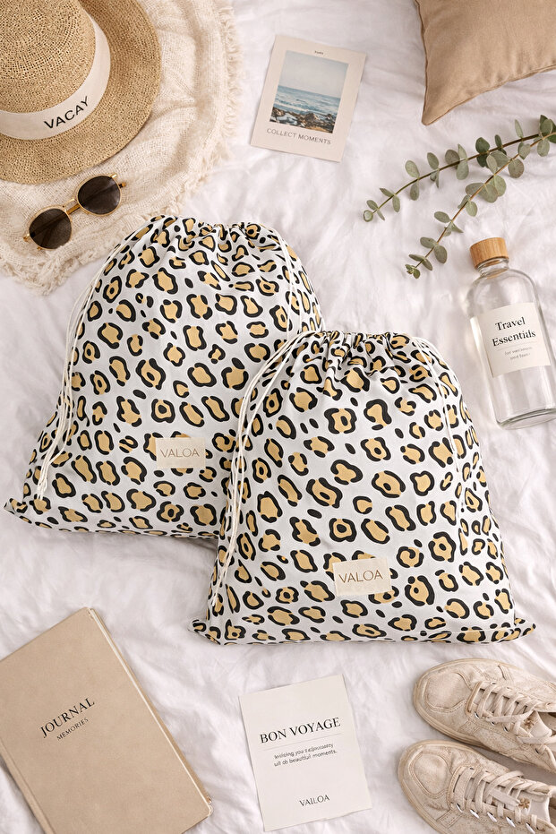 مجموعة من 2 حقيبة تنظيم Leopard Chic