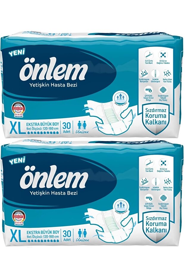 Adult Diapers with Waist Band Textile Surface XL - Extra Large - Extra Large 60 Pieces (2Pk*30)