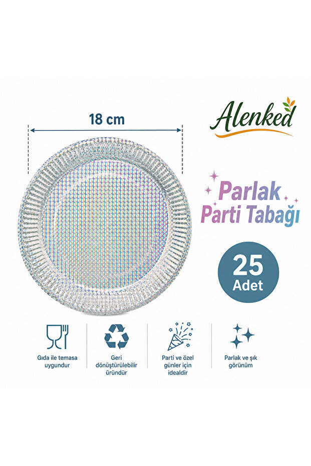 Shiny Party, Birthday Cardboard Plate 18 cm 25 Pieces