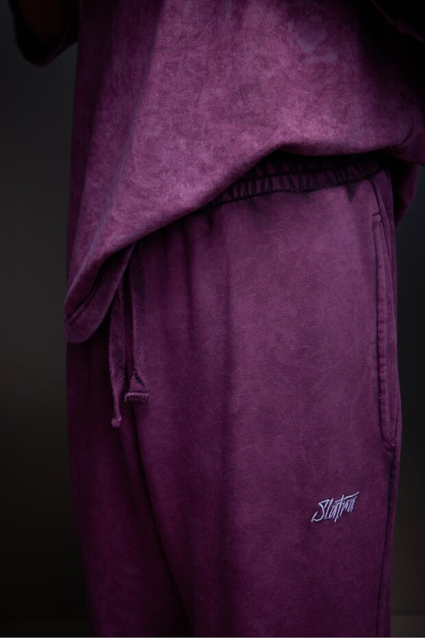 Men's Plum Basic Washed Effect Baggy Tracksuit - 4