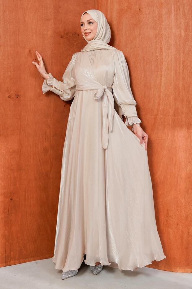 Stone Side Tie Evening Dress