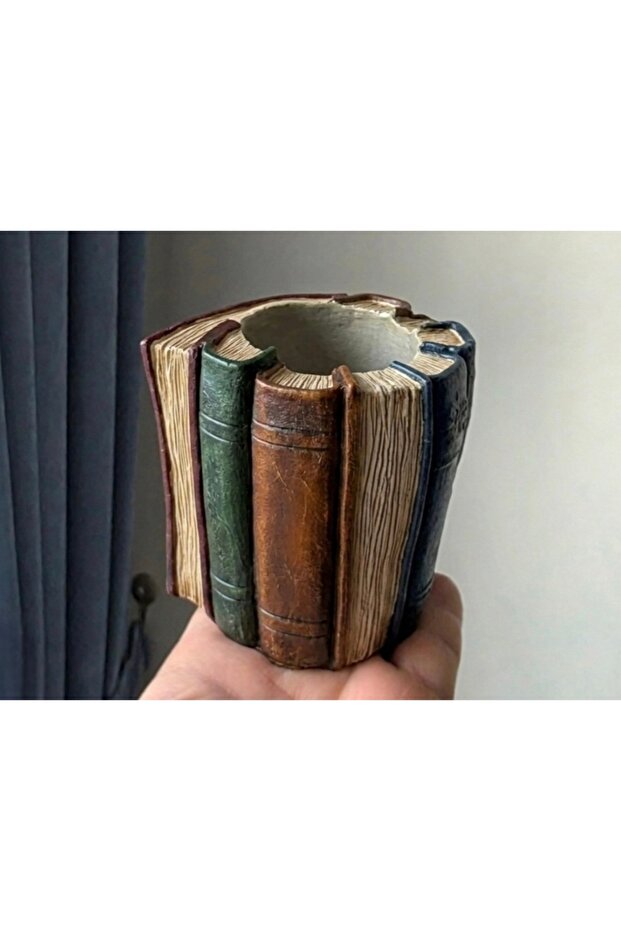 Book Flower Pot Pen Holder Vase Silicone Mold K-1561, Polyester Stone Powder Cement Plaster Mold
