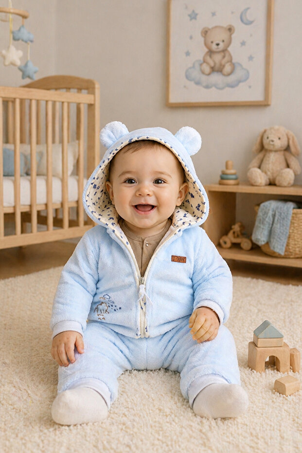 Plush Hooded Suit Set for Baby Boy - Stl6782
