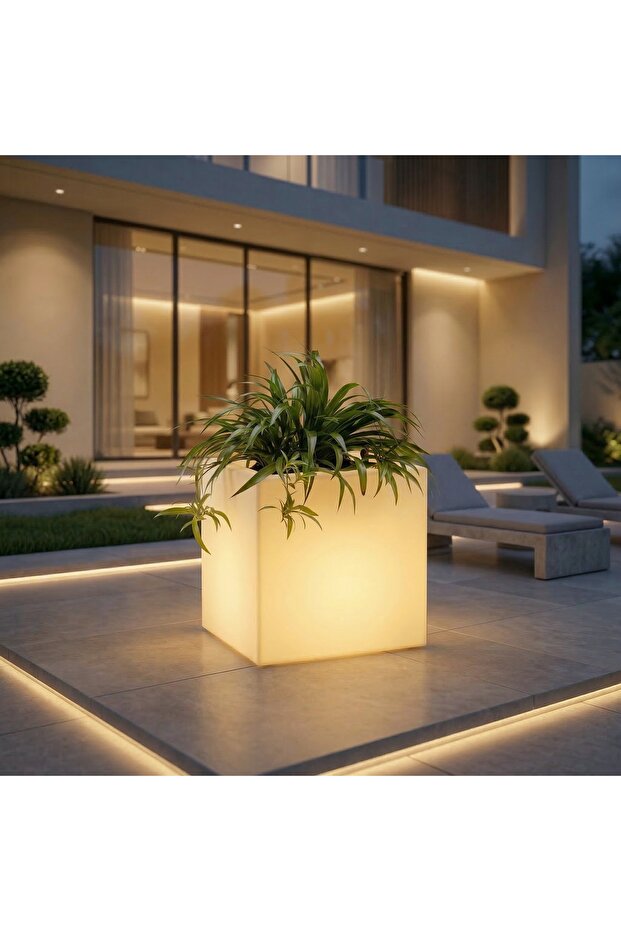 حوض زراعة مربع LED متوسط الحجم 40 × 40 × 41 × 24 سم، مصنوع من البلاستيك LLDPE، سعة 25 لتر للزراعة