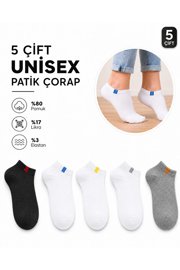 5 Pack Unisex Washed Cotton Ankle Socks