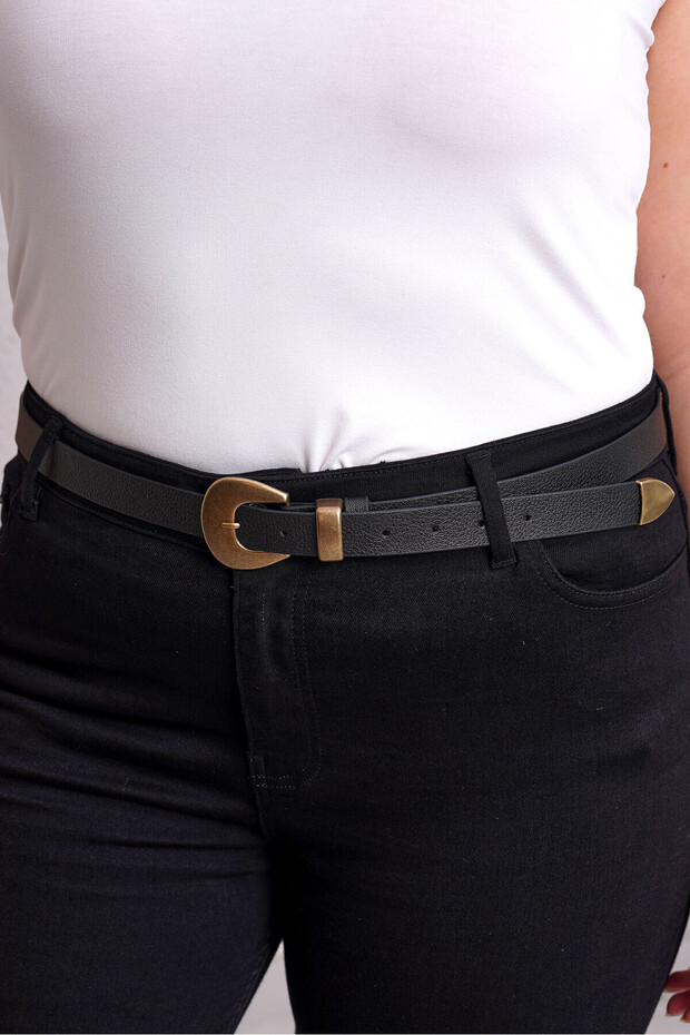 Vintage Metal Buckle Li Suni̇ D Leather Belt