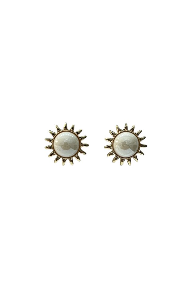 Gold Color Pearl Sun Earrings