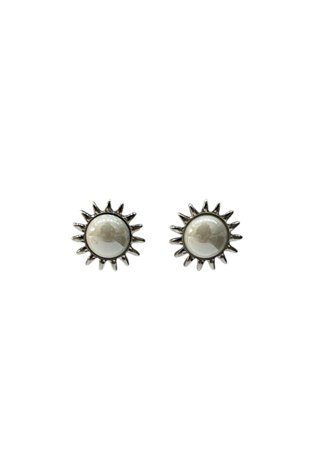 Silver Color Pearl Sun Earrings