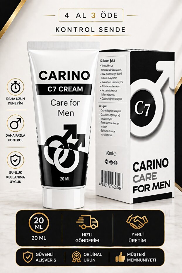 Carino E Bella C7 Care For Man Uzun Deneyim Erkek Kremi 20ml - Etkili Formül - Long Time