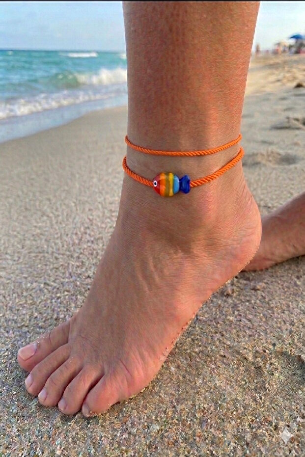 2-Piece Ceramic Fish Adjustable Anklet - 1