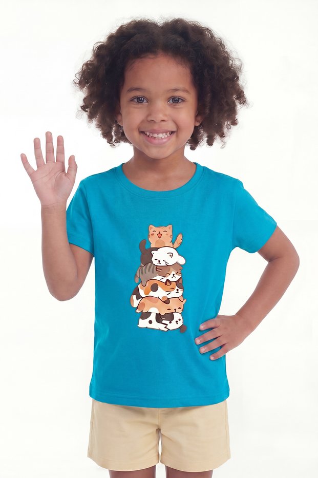 Printed Short Sleeve Girls' T-Shirt B9