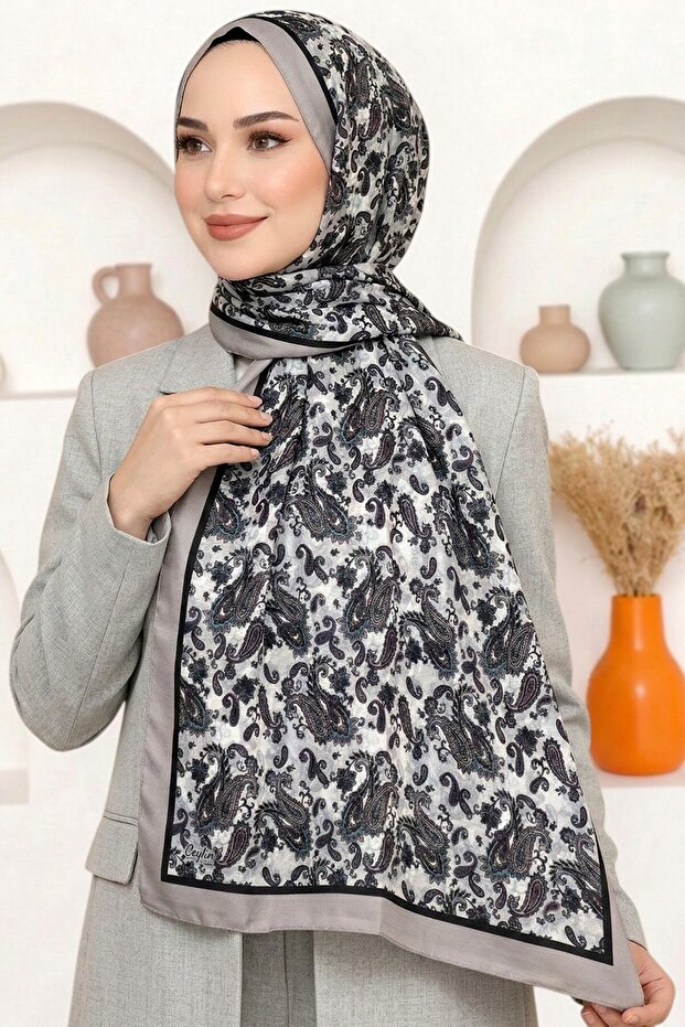 Women's Beige Shawl Patterned Organic Cotton Soft Shawl