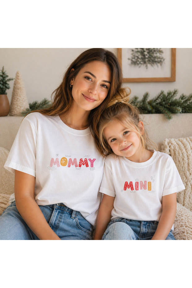 Mama Mini Mother's Day Gift Printed White 2-Piece T-Shirt Combination