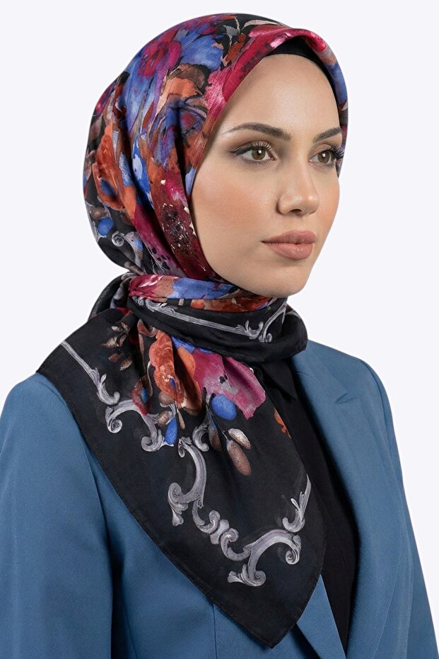 Women's Black Abstract Patterned Stitched Writing Pad
