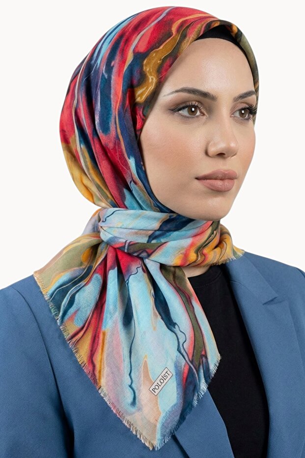 وشاح منقوش بنمط الرخام التجريدي من إبرو 6516