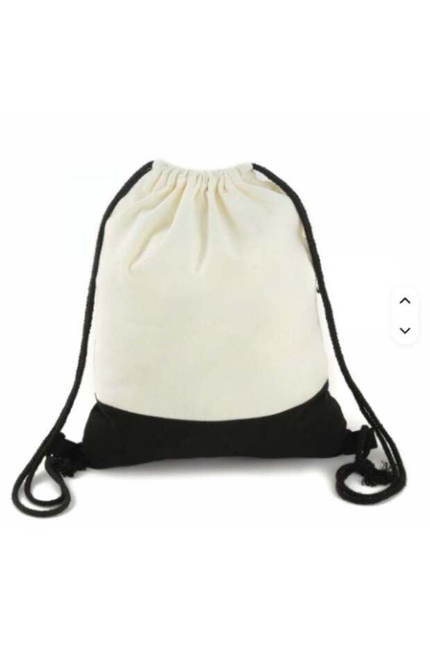Canvas Drawstring Bag with PU Leather Base - 1