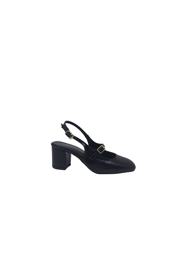 Egestyle 901 Women's Black Closed Toe Open Back Low Heel Shoes