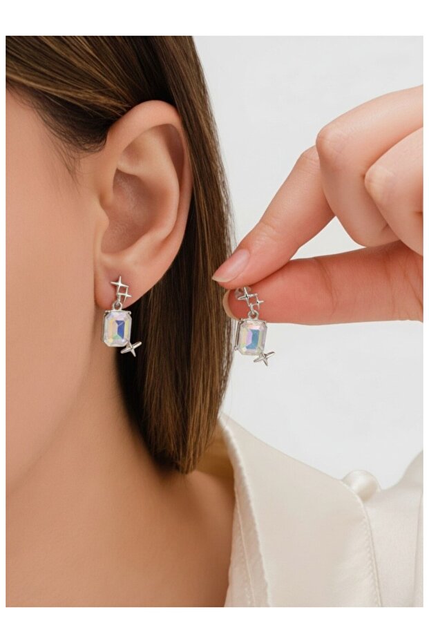 Baguette Stone Women's Steel Earrings