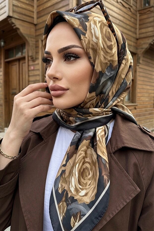 Black Patterned Soft Scarf