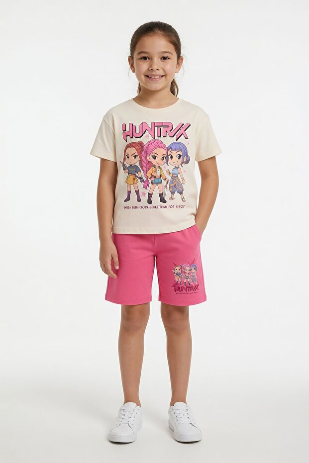 Fuchsia Girls' Themed Shorts and T-Shirt 2-Piece Set 23965