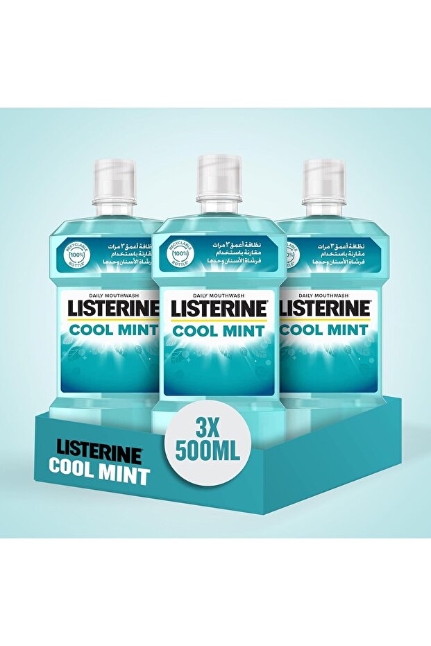, Cool Mint Daily Mouthwash, Mint Flavour, kills 99% of germs that cause plaque and bad bre