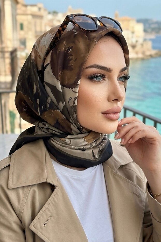 Black Patterned Soft Scarf