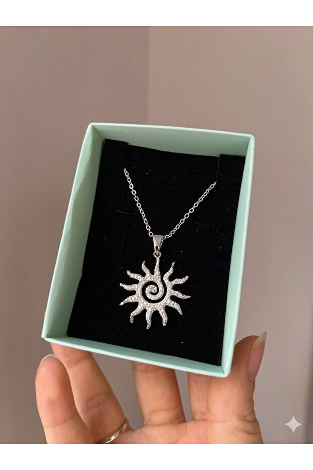 Spirelli Sun Steel Necklace with Zircon Stone
