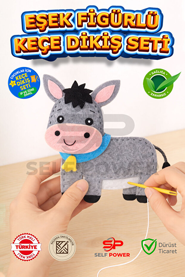 1 Piece of Donkey Felt Sewing Kit Including Thread, Fiber, and Needle