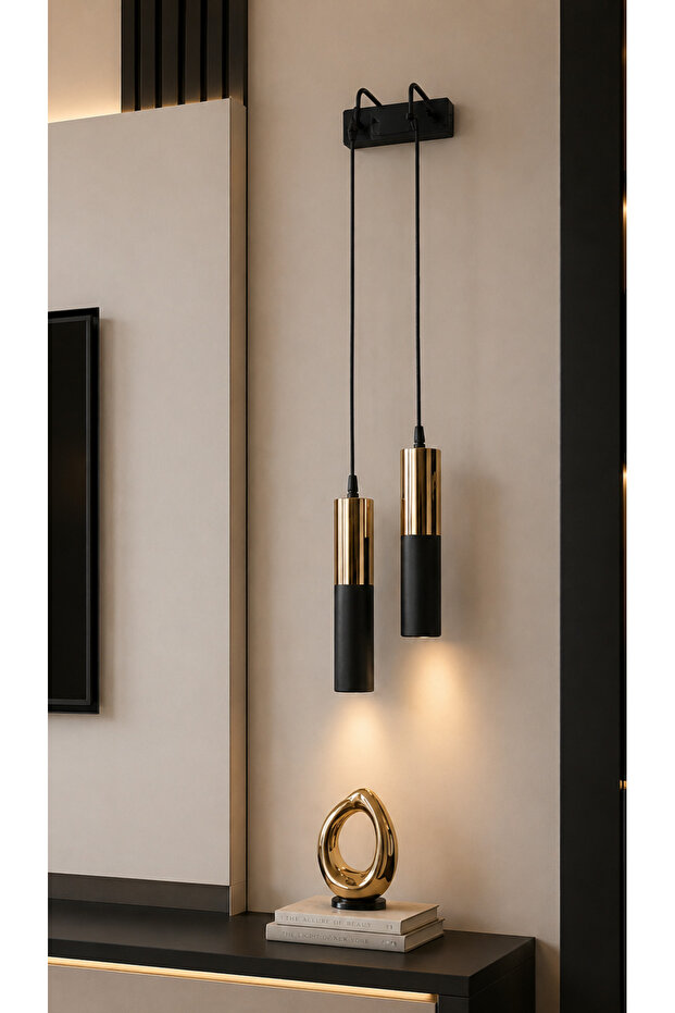 Arya 2-Piece Decorative Black & Gold Plated Modern Wall Sconce (Daylight Led Bulbs Included...)