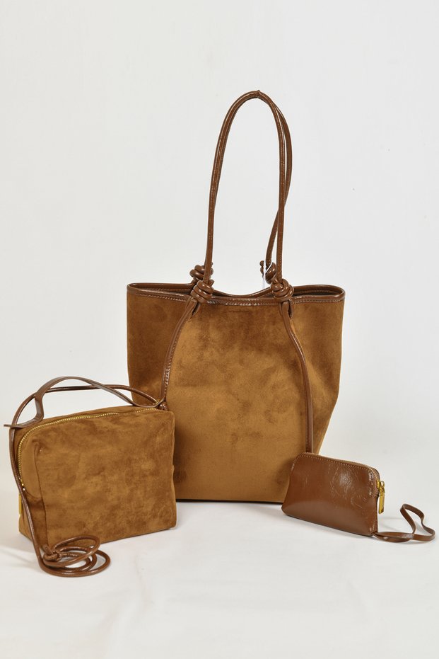Soft Suede Women's Shoulder and Handbag Set – Stylish and Suitable for Daily Use in Tan Colors