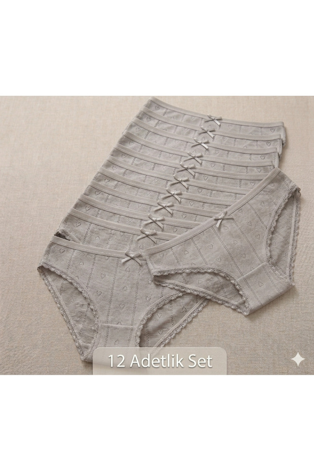 273 Women's 12-Pack Transfer Ribbed Jacquard Patterned Cotton Slip Panties