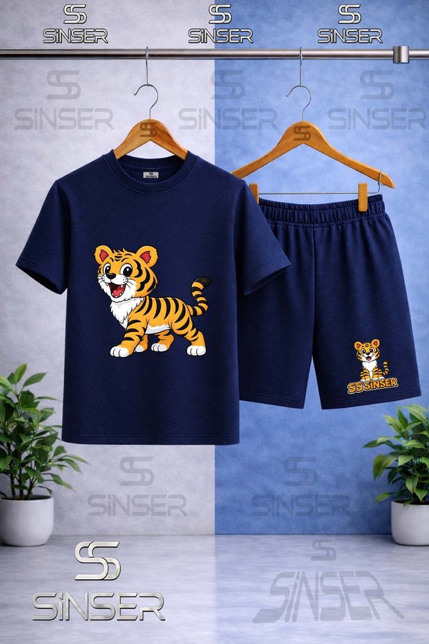 Children's Sinser Kaplan Standing Printed Crew Neck T-Shirt - Shorts Set