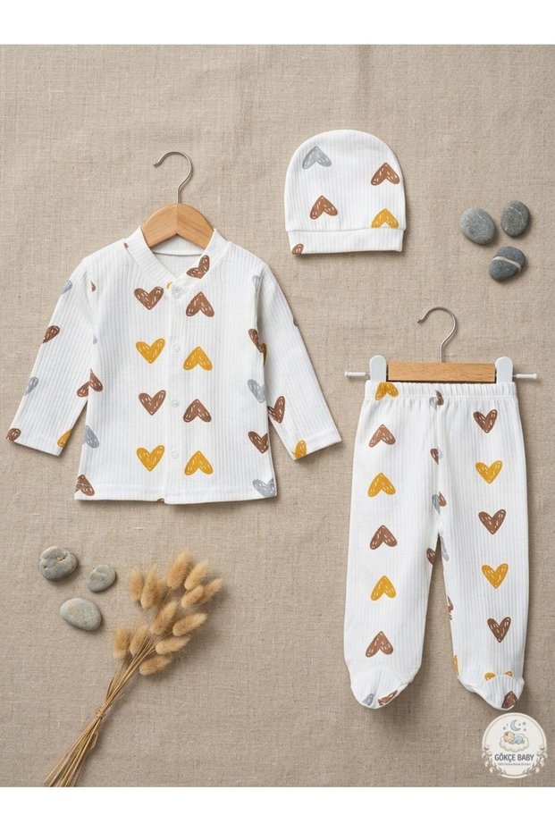 3-Piece Fabric Newborn Baby Girl - Boy Bodysuit Set Seasonal 0-3 Months