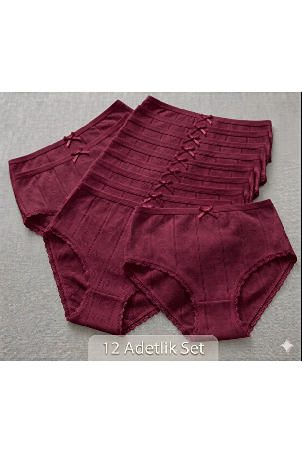 286 Women's 12-Pack Plus Size Lace 100% Cotton Jacquard Slip Panties (Xl-4Xl)