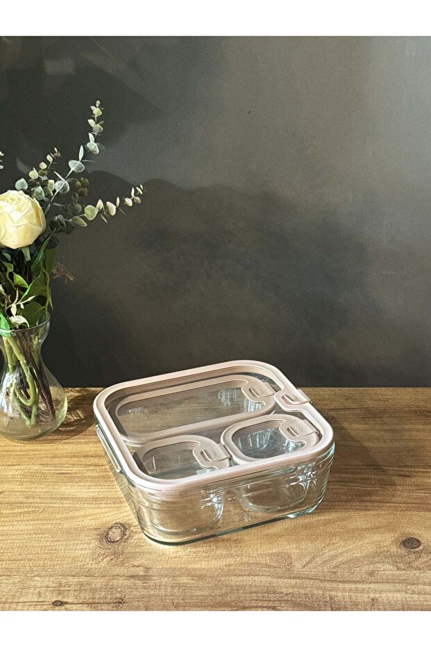 Lena 4-Piece Glass Breakfast Set - Pink