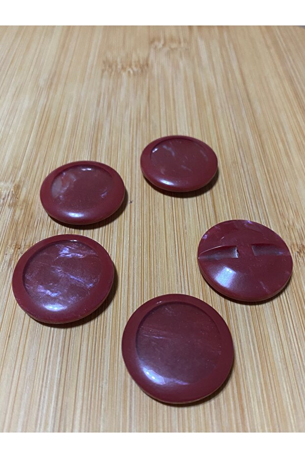Bottom-Attached Self-Framed Polyester Button 17 mm 6 Pieces Red
