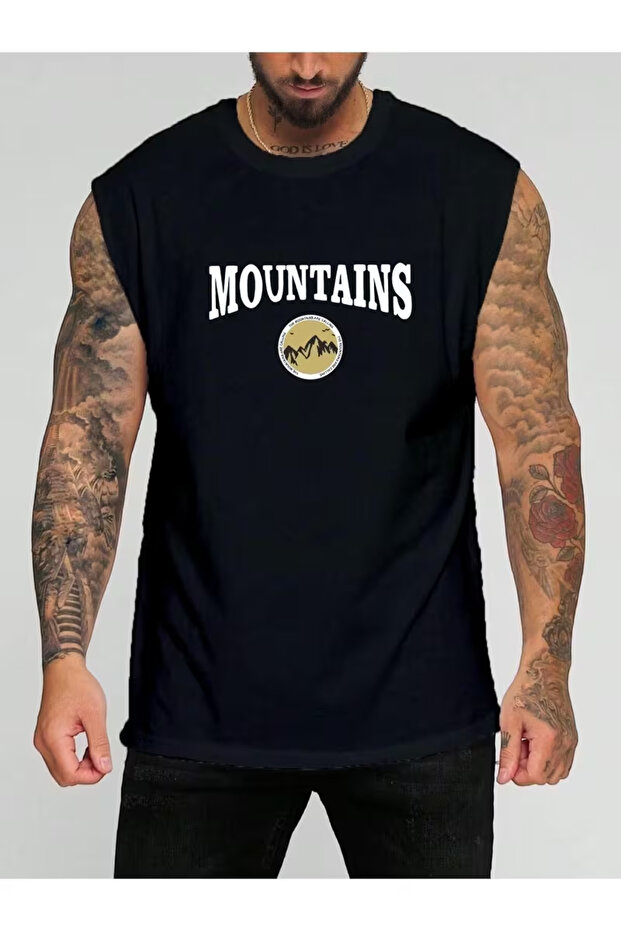 Mountains Printed Sleeveless T-Shirt