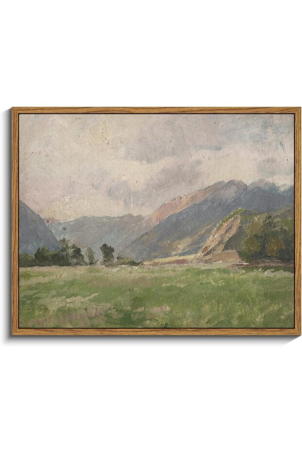 Large Canvas Wall Art 30x40 cm with Outer Frame Vintage Landscape Painting