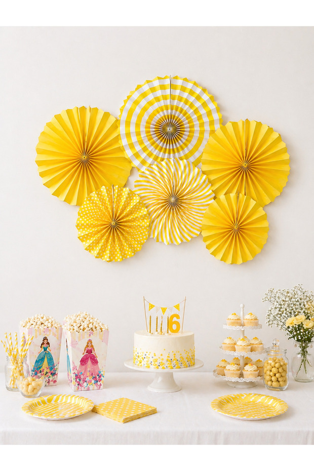 Fan Birthday Yellow Detailed 6-Piece Ornament